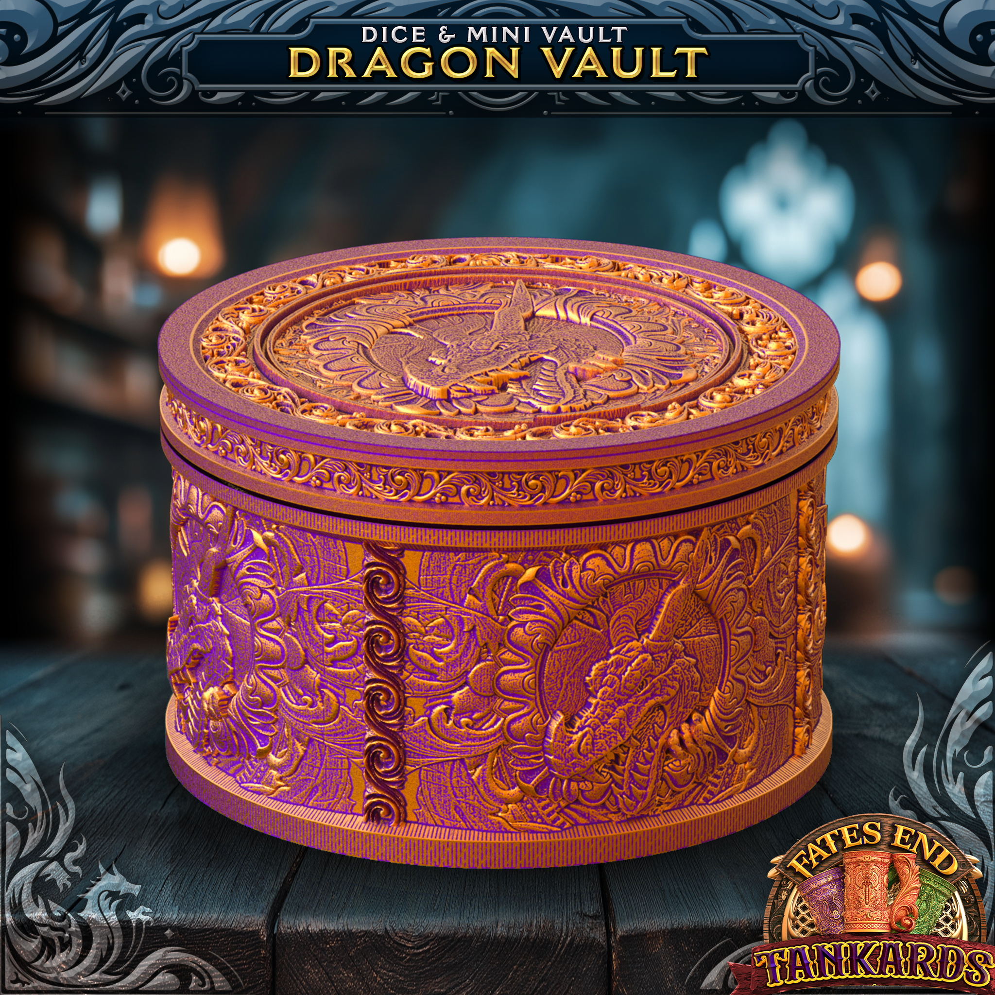 Dragon Vault – Ornate Dice & Miniature Storage