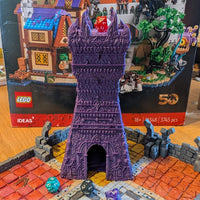 Necromancer Dice Tower shown from Front and in the colour Indigo Purple